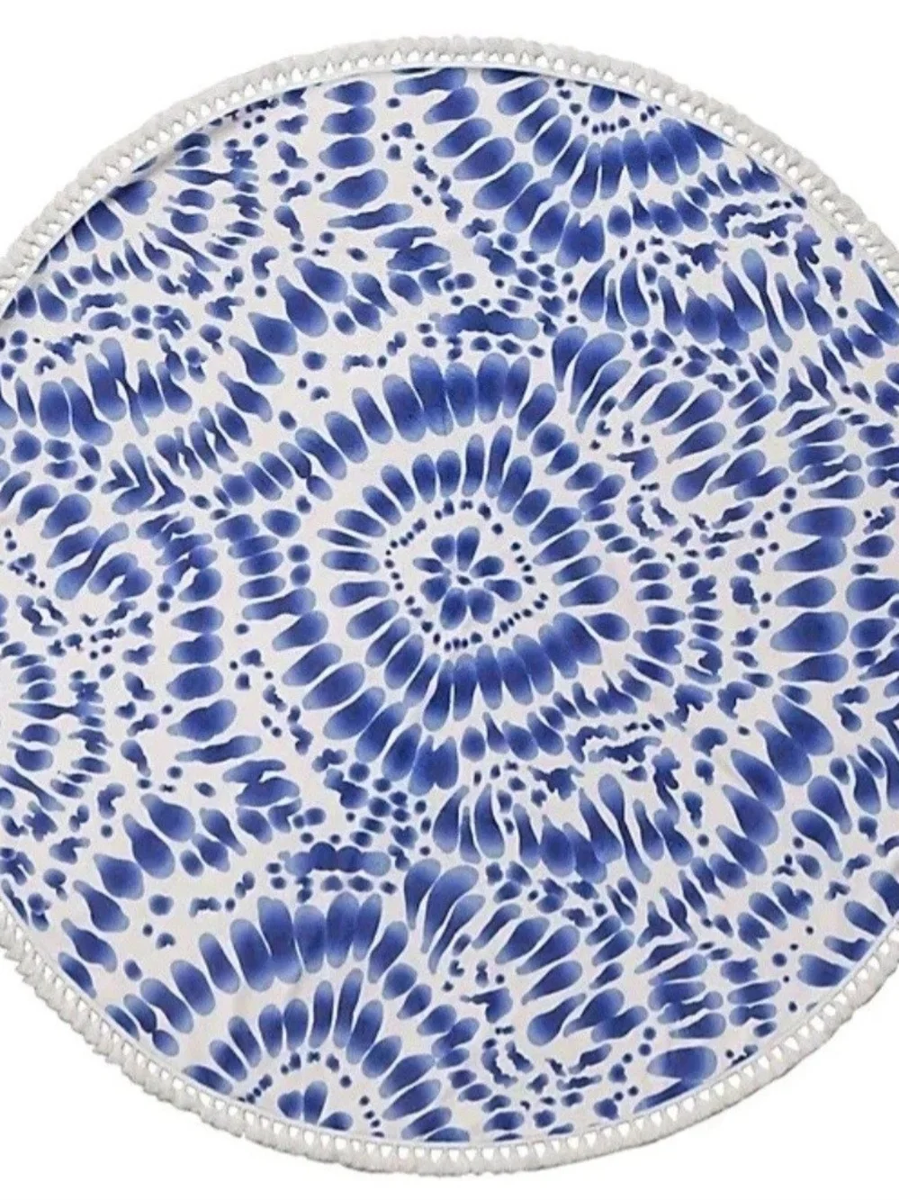 Enchante Home Indigo Round Beach Towel Made In Turkey 60” Diameter Blue Tie Die
